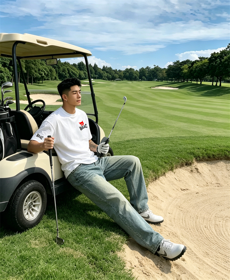 Men's Black Golf T-shirt Short - Golf Equipment Logo 리뷰 및 가격